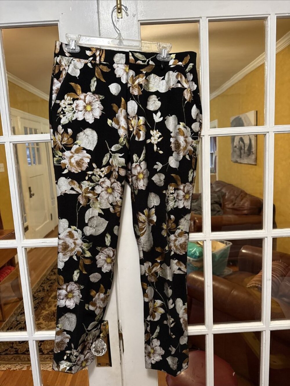 Asos Design Womens Pants Black Jacquard  Floral Dress Trouser Size 30 X 30